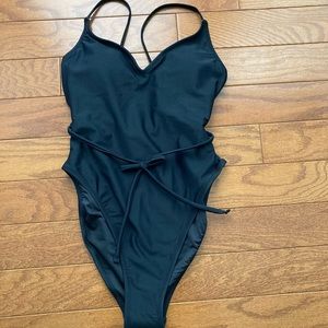 V-Neck Tie Waist One Piece Bathing Suit